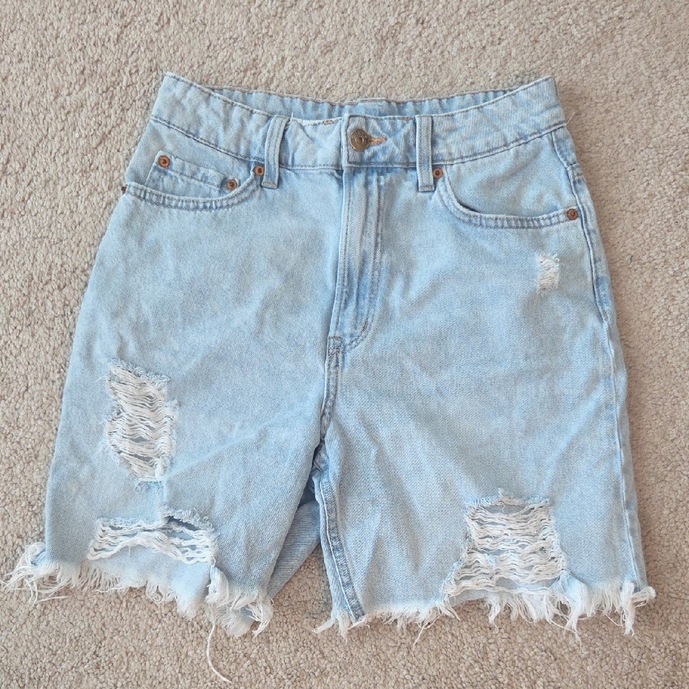 H&M distressed Light Blue Denim Shorts